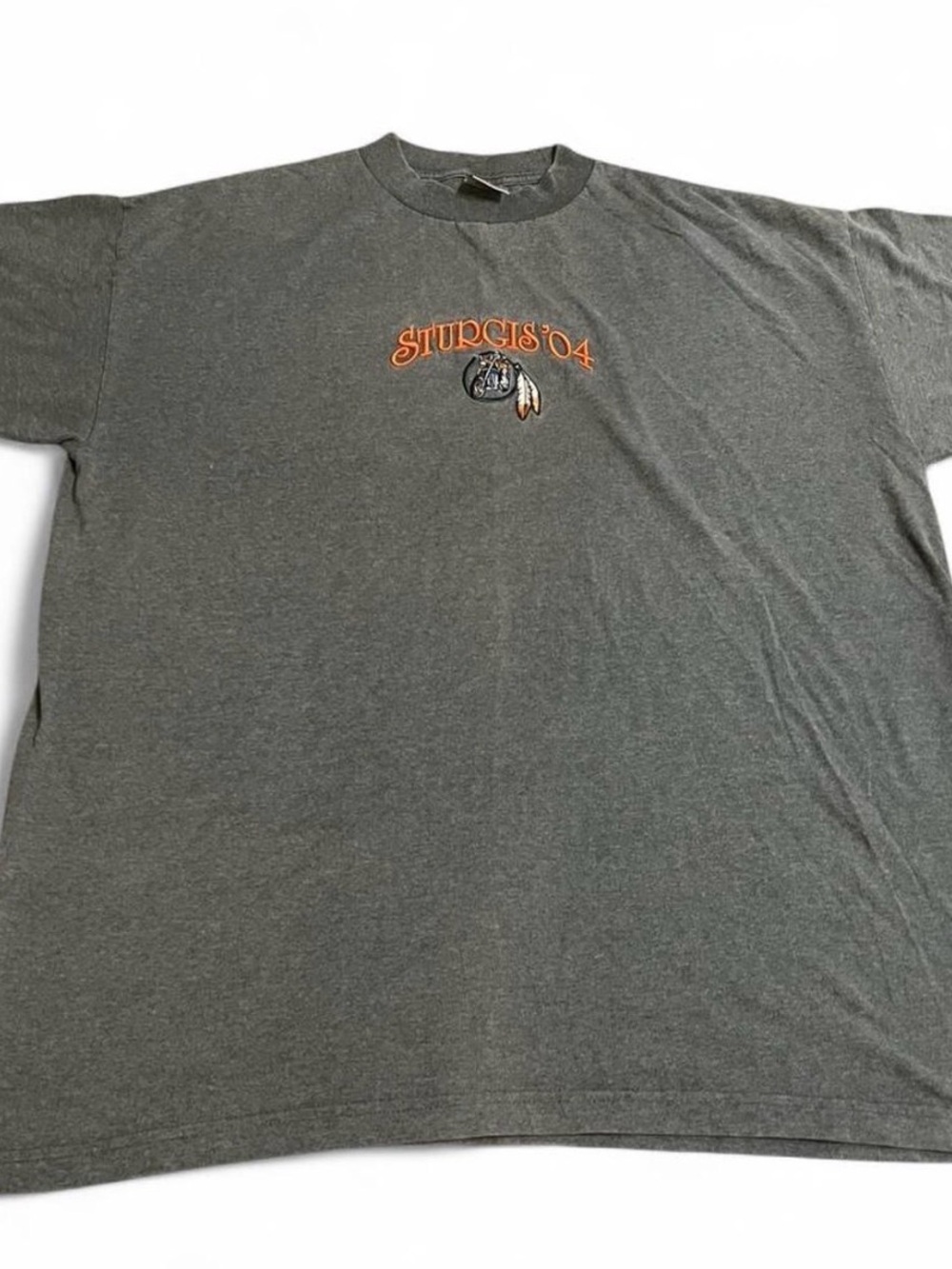 Men’s Vintage Gray Embroidered Sturgis 04 Motorcycle Biker Shirt Size 2XL